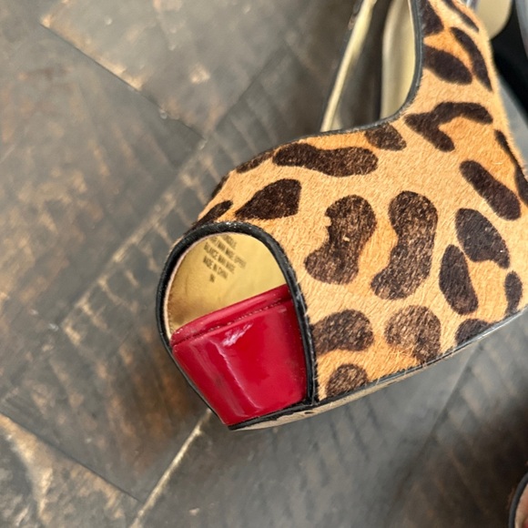 Guess Leopard Print Heels with Red and Black Accents - Picture 4 of 7